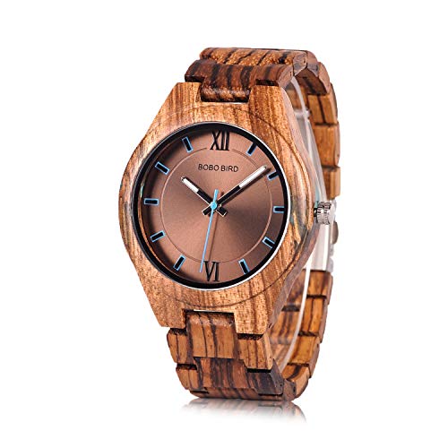 BOBO BIRD Special Design Mens Wooden Watches Sport Quartz Timepieces (Brown face)