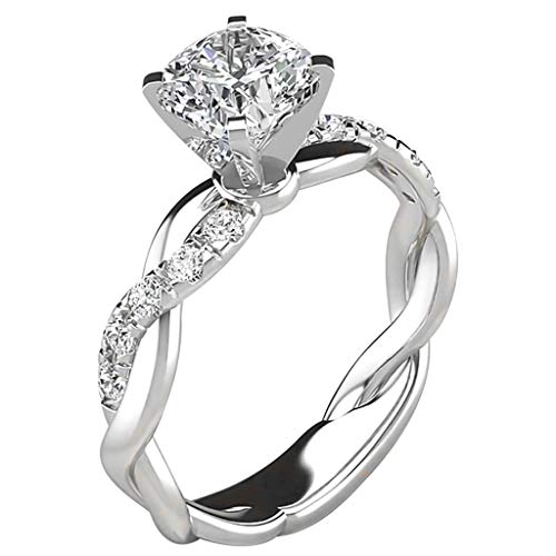 Bokeley Womens Diamond Wedding Ring, Silver Bridal Zircon Diamond Band Couple Men Women Engagement Ring Jewelry Valentines Gift (F/Size 10)