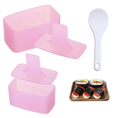 Musubi Maker Press, 2 Pack Rice Ball Mold Rectangle Thousand Layer Sushi Maker Mold (Pink)