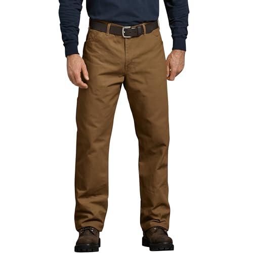 Dickies Men's Relaxed Fit Straight-Leg Duck Carpenter Jean, Brown Duck, 34W x 30L