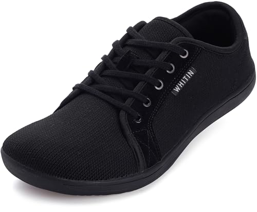 WHITIN Men's Fashion Barefoot Sneakers Extra Wide Toe Box Zero Drop Sole W81 Size 10W Minimus Casual Minimalist Tennis Gym Shoes Walking Black 43