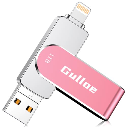 Flash Drive for iPhone 1TB, Gulloe USB Memory Stick Photo Stick External Storage Thumb Drive for iPhone iPad Android Computer (Rose Gold)