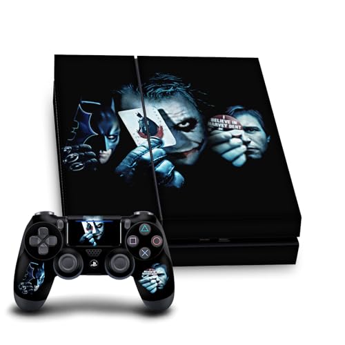 Head Case Designs Officially Licensed The Dark Knight Joker Card Key Art Vinyl Sticker Gaming Skin Decal Cover Compatible with Sony Playstation 4 PS4 Console and DualShock 4 Controller Bundle