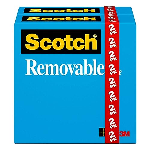 Scotch Removable Tape, 3/4 in x 1,296 in, 2 Boxes/Pack, Post-it Technology (811-2PK)