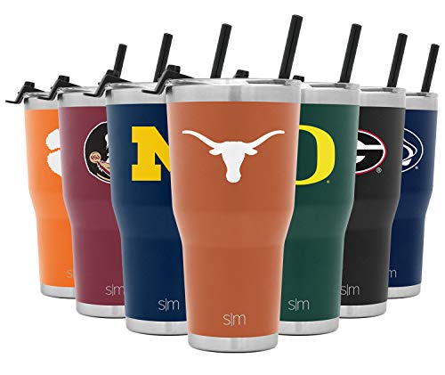 Simple Modern Officially Licensed Collegiate Texas Longhorns Tumbler with Straw and Flip Lid | Insulated Stainless Steel 30oz Thermos | Cruiser Collection | University of Texas
