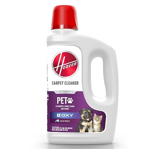Hoover Oxy Pet Urine & Stain Eliminator Carpet Cleaning Shampoo, Concentrated Machine Cleaner Solution, 50 fl oz Formula, White, AH31955