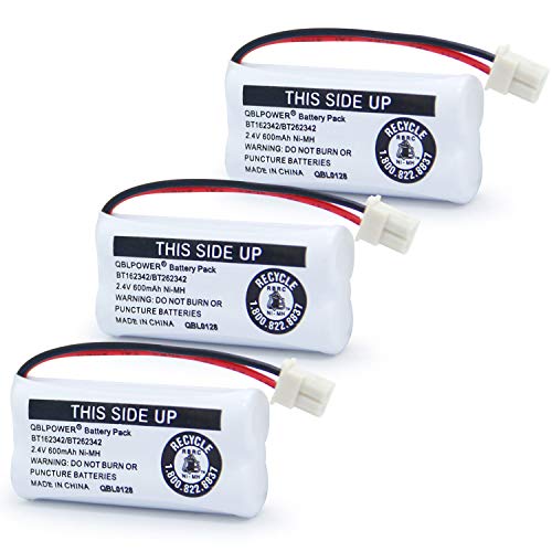 QBLPOWER Replacement Battery BT162342 BT262342 2.4v 300mah NI-MH Rechargeable Compatible with Vtech AT&T Cordless Telephones CS6114 CS6419 CS6719 EL52300 CL80111(3 Pack BT162342)