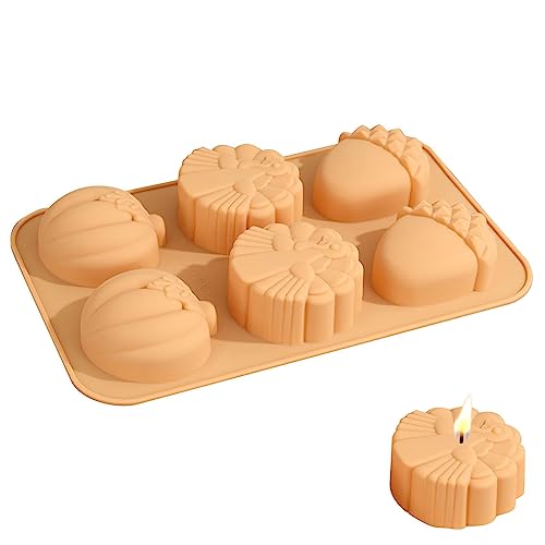 Fall Pumpkin Silicone Mold | 6 Cavity Fall Silicone Molds for Baking - Fall Harvest Themed Molds Silicone for Sugar Crafts, Candles Fowybe