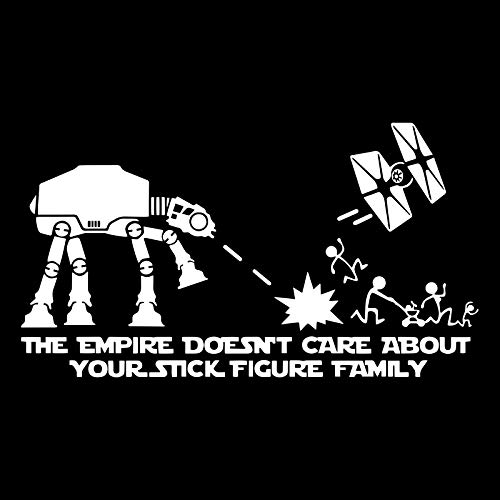 The Empire Doesn't Care About Your Stick Figure Family Decal Vinyl Sticker Auto Car Truck Wall Laptop | White | 12' x 6.5'