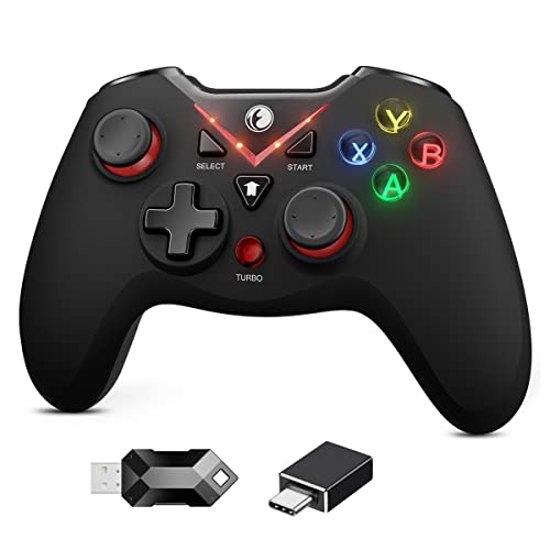 IFYOO VONE 2.4G Wireless Game Controller with Continuous Fire and Vibration Gamepad for PC Laptop (Windows 11/10/8/7), Steam, Android Smartphones, Android Tablets, TVs, TV Boxes, PS3 - Red, 1x Type-C