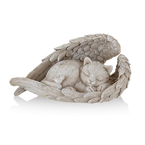 NEWDREAM Cuodia Cat Angel Memorial Statue Commemorates Our Lost Fur Baby,Cat Figurines is Placed in The Outdoor Garden or Tombstone,cat Statue Resin