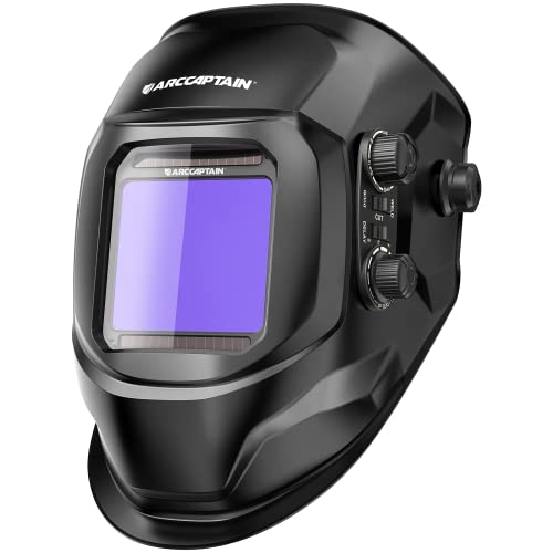 ARCCAPTAIN Welding Helmet Auto Darkening, 3.94'X3.66' Large Viewing Screen True Color Welding Hood with 4 Arc Sensor Solar Powered, Wide Shade 4-5/5-9/9-13 for ARC TIG MIG Welding Helmets for Men