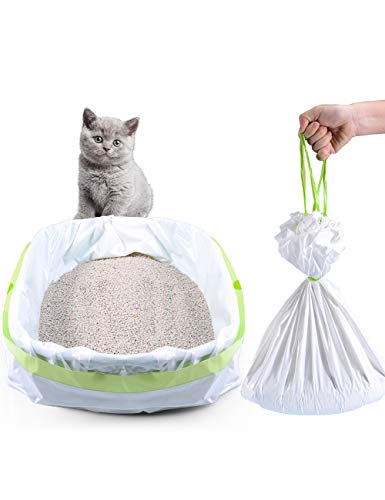 PETOCAT Cat Litter Liners Large, Jumbo Drawstring Extra Durable Pet Cat Pan Liners Extra-Thick Kitty Litter Box Bag-24 Count 36' x 19'