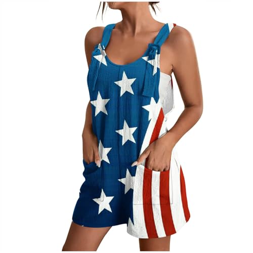 HGps8w American Flag Womens Summer Shorts Rompers Loose Sleeveless Adjustable Straps Jumpsuits Shorts Overall with Pockets