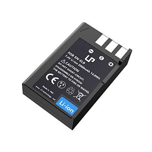 LP EN-EL9 EN EL9a Battery, Rechargeable Li-Ion Battery, Compatible with Nikon D40, D40X, D60, D3000, D5000 Cameras, Nikon MH-23 Charger