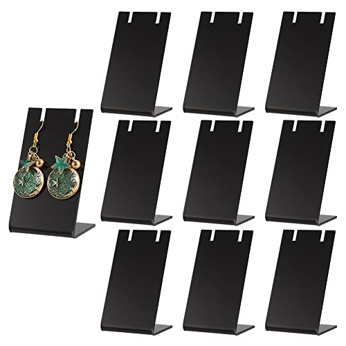 PH PandaHall 10pcs Acrylic Earring Holder Black Earring Display Stands L-shape Ear Organizer Dangling Earring Stands for Earring Necklace Jewelry Shows Retail Photography Props, 1.7x1.4x3 inch