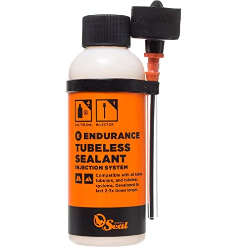 Orange Seal - Endurance Formula Tubeless Bike Tire Sealant with Injector | Long Lasting, Fast Sealing | for MTB, Road, CX and Gravel Bicycle Tires | 8oz w/Injector