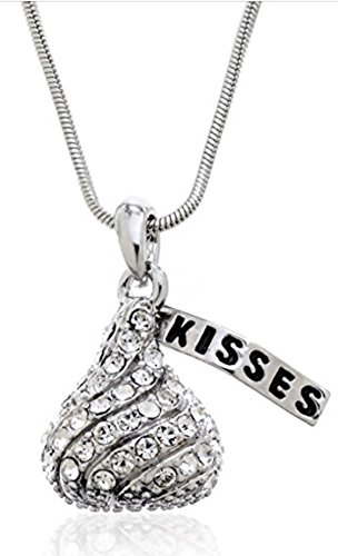 Crystal Chocolate Kisses Candy Pendant Necklace for Valentines Day Gift