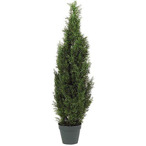 Nearly Natural 4FT Faux Cedar Tree, Outdoor Front Porch Décor, Faux Cedar Tree Pine Tree in Nursery Planter with UV Resistant Coating