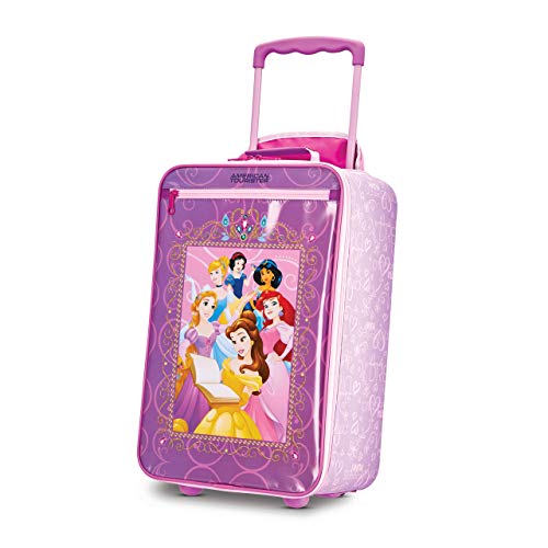 American Tourister Kids' Disney Softside Upright Luggage,Telescoping Handles, Princess 2, 18'