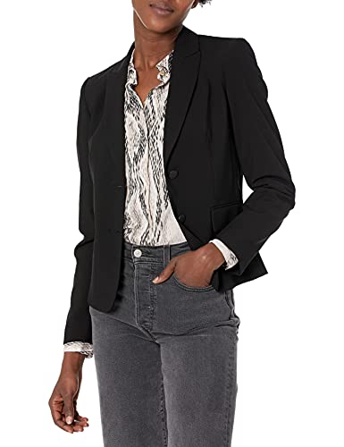 Calvin Klein Women's Two Button Lux Blazer (Petite, Standard, & Plus), Black, 0