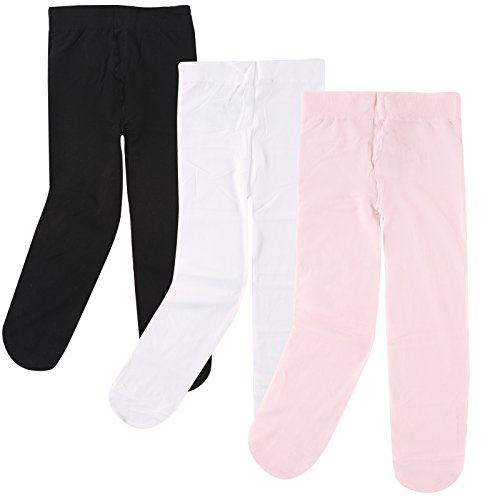 Luvable Friends Baby Girls' Nylon Tights, Black Pink, 9-18 Months US