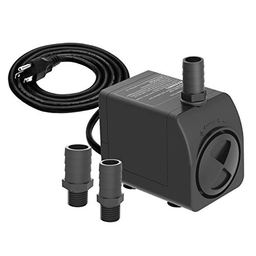 Knifel Submersible Pump 300GPH Ultra Quiet with Dry Burning Protection 6ft High Lift for Fountains, Hydroponics, Ponds, Aquariums & More…