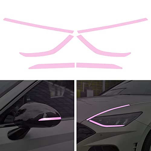 TOMALL 2 Pair Headlight Sidemarker Side Rear View Mirror Vinyl Films Smoke Tint Compatible with Hyundai Sonata 2020-2022 Transmission Amber Edges Delete Stickers Decorations (Pink)