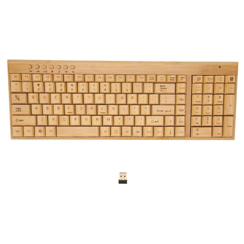 NADEnVIE Bamboo Wireless Computer Control Devices Set Wooden PC Keyboard And Mouse Combo Computer Keyboard Handcrafted Natural Wooden Plug And Play (Keyboard)