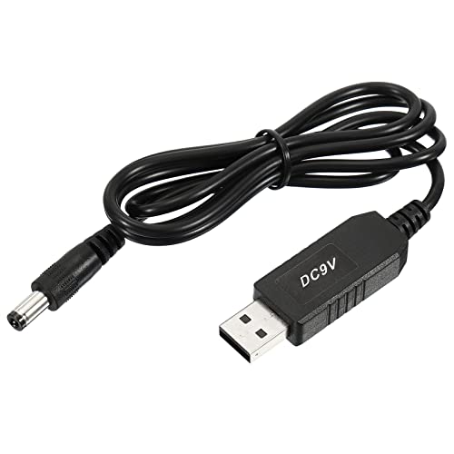 YOKIVE DC 5V to DC 9V USB Step Up Voltage Converter, Power Cable with DC Jack 5.5mm x 2.5mm, Great for Routers,Camera, Car Driving Recorder (Black, 6W 1A)