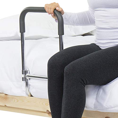 Vive Bed Rail - Compact Assist Railing for Elderly Seniors, Handicap - Standing Bar Handle with Fall Prevention Guard - Adjustable Bedrail Cane fits King, Queen, Full, Twin - Stability Grab Bar