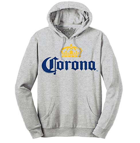 Tee Luv Men's Corona Hoodie - Hooded Corona Beer Sweatshirt (Athletic Heather) (M)