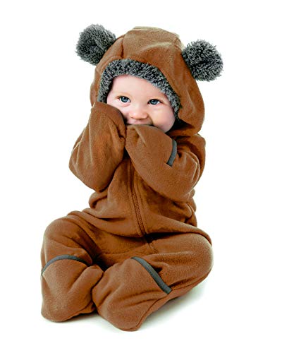Fleece Baby Bunting Bodysuit – Infant One Piece Kids Hooded Romper Outerwear Toddler Jacket 12-18 Months