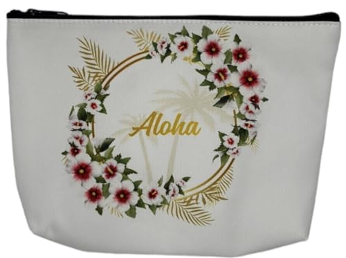 Aloha Designs ALOHA Cosmetic Bag for Women Roomy Makeup Bag Travel Splash-proof Toiletry Bag Accessories Organizer and Womans Pouch. Aloha Water-resistant Beach Bag Pouch. Plus Aloha Decal Sticker