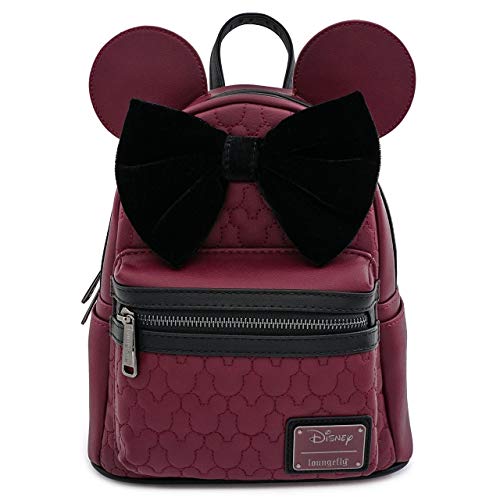 Loungefly Minnie Mouse Maroon Quilted Womens Double Strap Shoulder Bag Purse