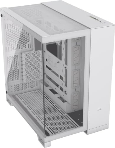 CORSAIR 6500X Mid-Tower ATX Dual Chamber PC Case – Panoramic Tempered Glass – Reverse Connection Motherboard Compatible – No Fans Included – White