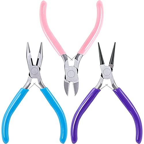 Jewelry Pliers, SONGIN 3 Pack Jewelry Pliers Set Tools Includes Needle Nose Pliers Round Nose Pliers Wire Cutters Chain Nose Pliers for Jewelry Making Repair, Wire Wrapping, Beading and Crafts