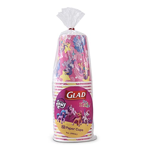 Glad for Kids My Little Pony Paper Cups | My Little Pony Super Stars Kids Drinking Cups | My Little Pony Unicorn Paper Cups for Everyday Use, 9 oz Paper Cups 20 Ct