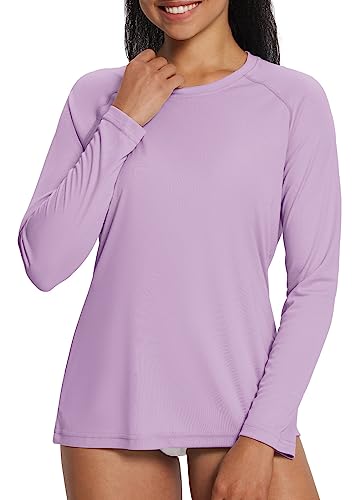 BALEAF Women's Long Sleeve Shirts UPF 50+ Sun Protection SPF Quick Dry Lightweight T-Shirt Outdoor Hiking Runing Fishing Purple Size XL