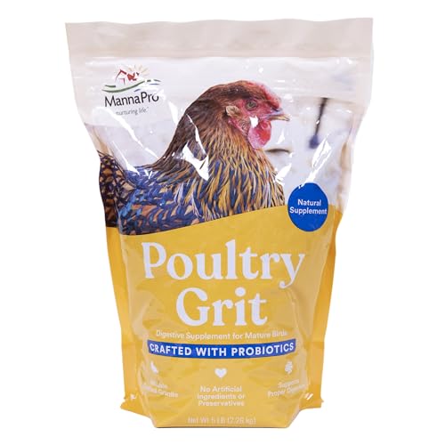 Manna Pro Poultry Grit with Probiotics | Insoluble Crushed Granite | 5 LB (Packaging May Vary)