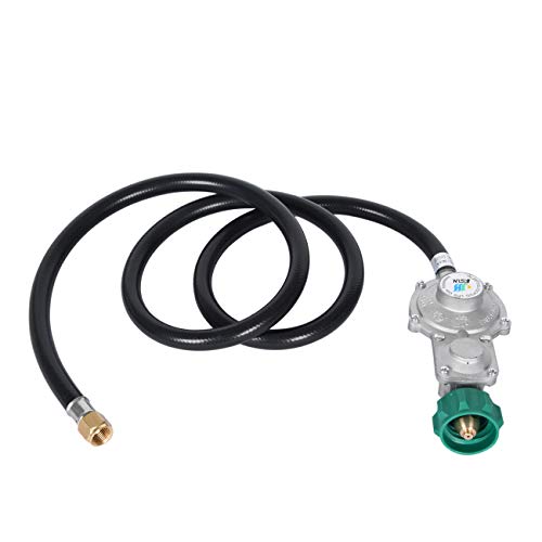 GasSaf 5FT Two Stage Propane Regulator with Hose for Dual Fuel Generator, RV Appliance,Gas Stove and More，3/8 Female Flare Nut