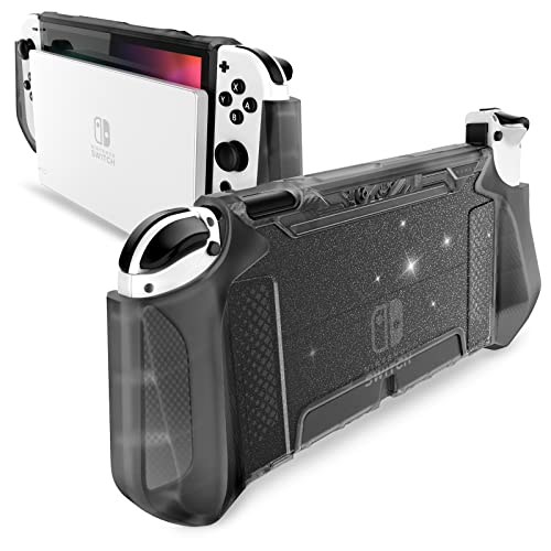 Mumba Dockable Case for Nintendo Switch OLED 2021, [Blade Series] TPU Grip Protective Cover Accessories Compatible with Nintendo Switch OLED 7 Inch and Joy-Con Controller (Shadow)