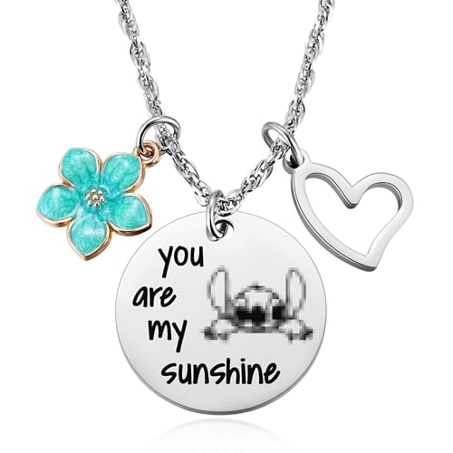 MIXJOY To My Daughter Stitch Gifts You are My Sunshine Stitch Necklace&Greeting Card for Teen Daughter Lilo and Stitch Jewelry Stuff Birthday Christmas