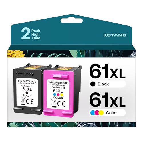 KOTANG Remanufactured Ink Cartridge Replacement for HP 61XL Black Color Combo Pack for HP Envy 5530 4500 4502 5535 Officejet 4630 4635 Deskjet 3510 1010 1510 Printer (Black Tricolor, 2 Pack)