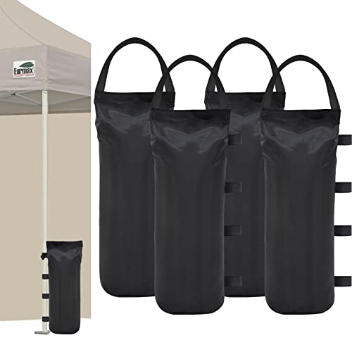 Eurmax USA Weight Capacity 112 LBS Extra Large Pop up Gazebos Weights Sand Bags for Pop up Canopy Tent Outdoor Instant Canopies, 4-Pack,Black (Without Sand) Dark Black