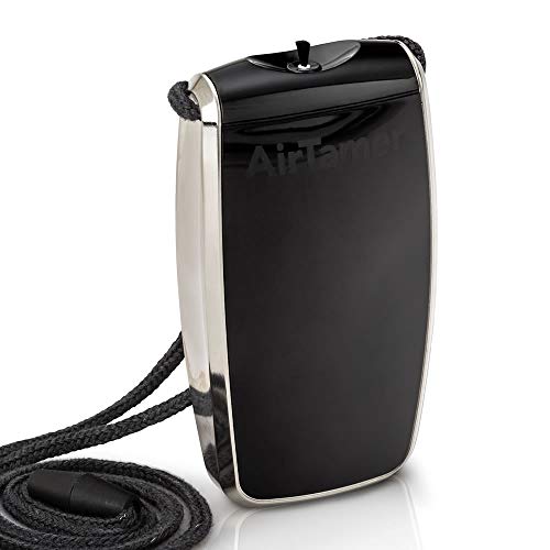 AirTamer A320 Rechargeable Personal Air Purifier, Proven Performance, Virus and Pollutant Tested*, Black with Leather Travel Case