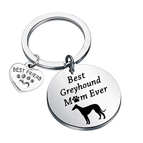 FUSTMW Greyhound Owner Keychain Best Greyhound Mom Ever Dog Lover Gifts