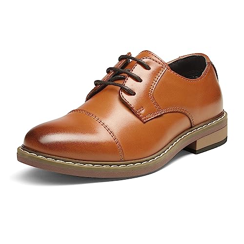 Bruno Marc Boys Dress Oxford Formal Lace-Up Shoes, Brown - 2 Little Kid (Oxford)