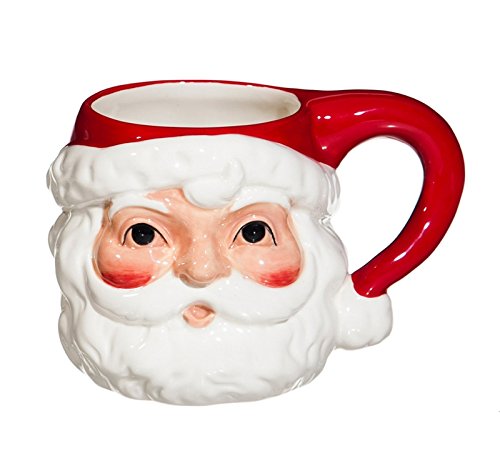 Cypress Home Vintage Santa Ceramic Christmas Mug | 14 ounces | Coffee Cup for Coffee, Tea, Hot Chocolate, and Holiday Gifts Presents