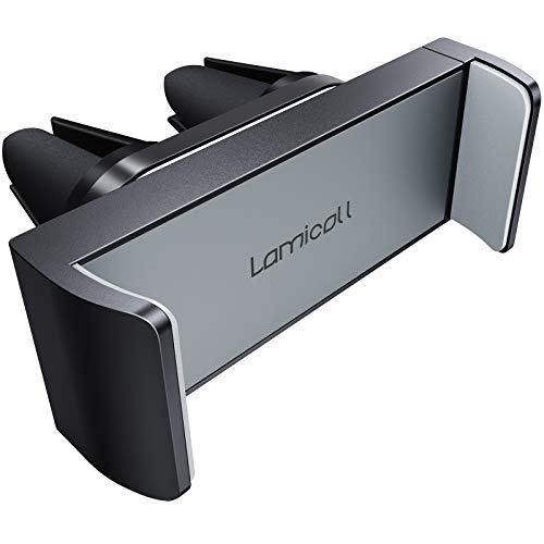 Lamicall Car Cell Phone Mount, Air Vent Clip Holder, Universal Stand Hands Free Cradle Compatible with Phone 12 Mini 11 Pro Xs Xs Max Xr X 8 7 6 6s Plus SE and Other 4.7-6.5'' Smartphones - Gray